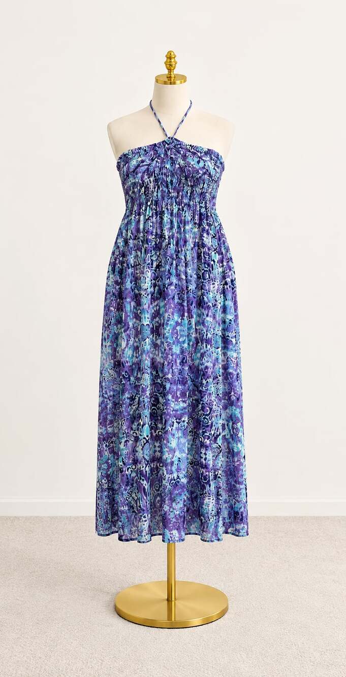 Plus Size Xxl 16 18 Faded glory dress maxi tied neck beautiful multi colored